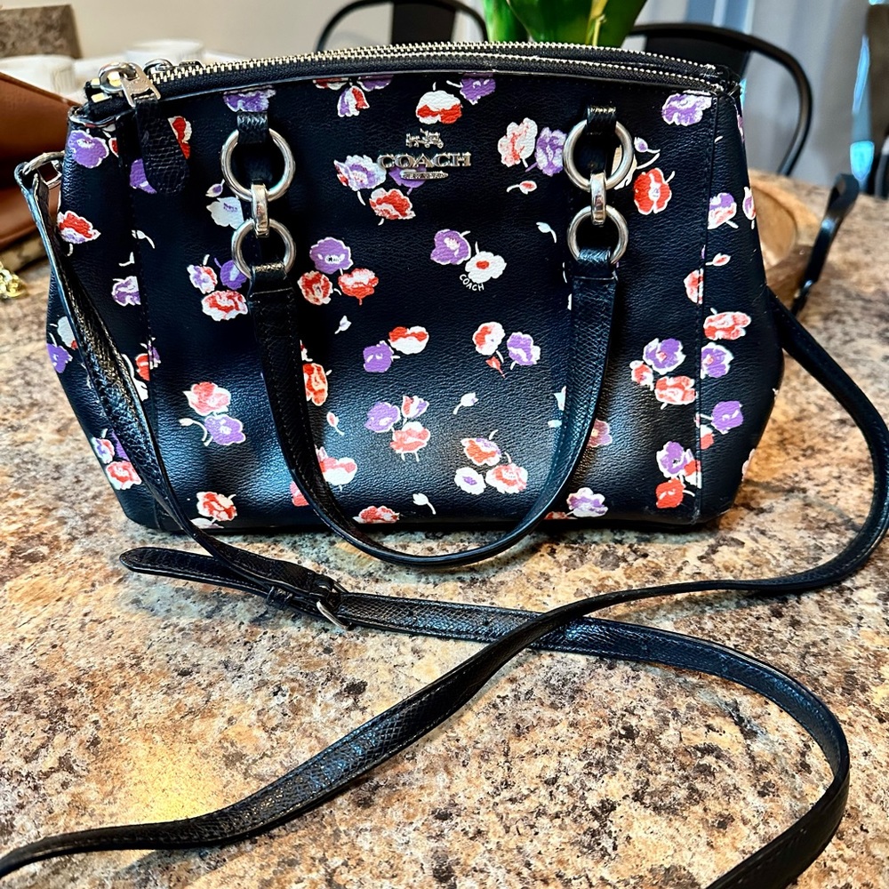 Black floral Coach crossbody